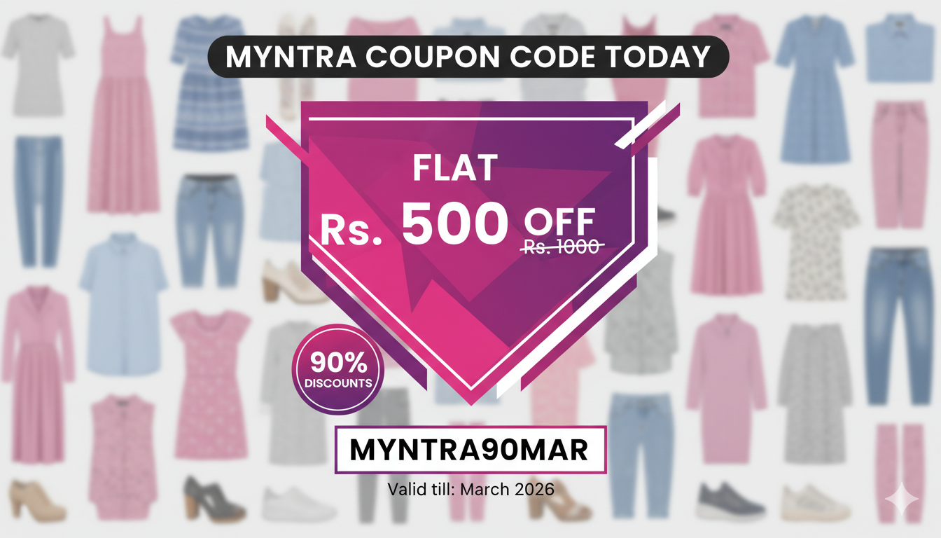 Myntra Coupon Code Today: Get Flat Rs. 500 Off & 90% Discounts (Mar 2026)